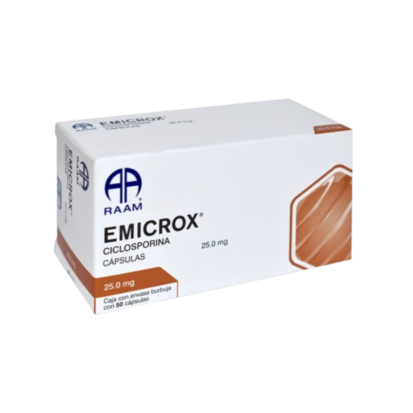 Emicrox 25 mg cápsulas caja con 50 unidades