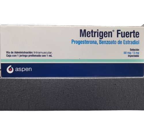 Metrigen Fuerte Progesterona,Benzoato de estradriol caja con 1 jeringa prellenada con 1ml